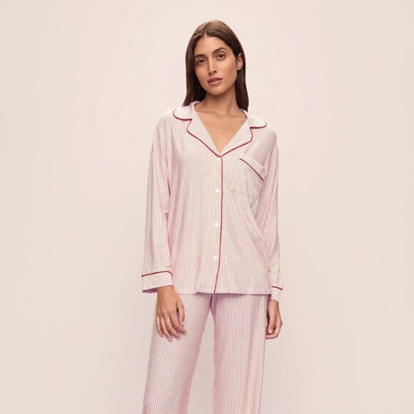 Eberjey Christmas Stripe pajamas-Gisele Printed TENCEL™ Modal Long PJ Set - Picture 1 of 9
